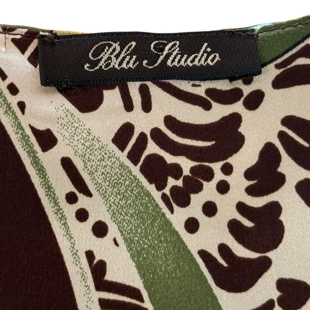 Blu Studio Womens Dress Italian Patchwork Floral Long Sleeve Satin Boho Size S - Picture 4 of 6